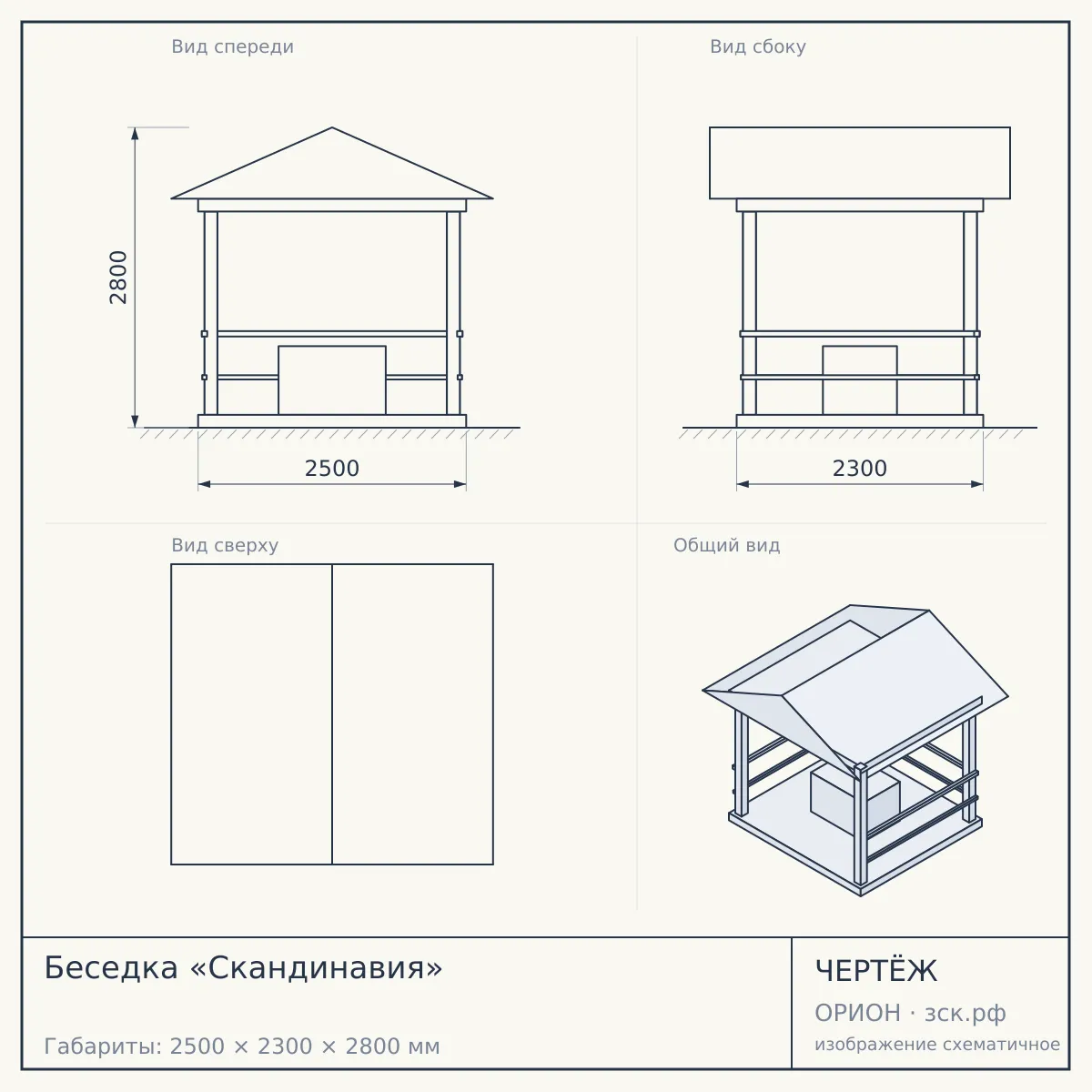 Беседка «Скандинавия» — чертёж